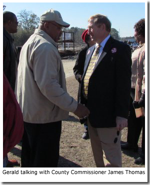 Gerald talking with County Commissioner James Thomas
